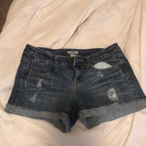 Distressed jean shorts